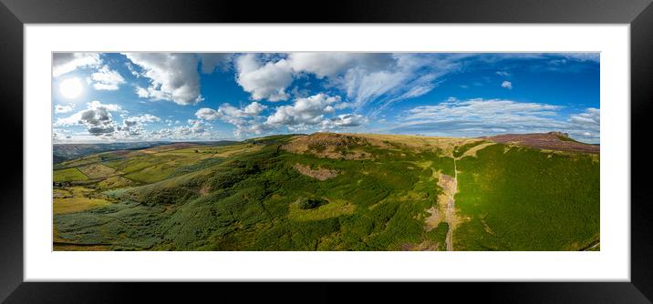 Panoramic view over the beautiful landscape of Peak District National Park Framed Mounted Print by Erik Lattwein
