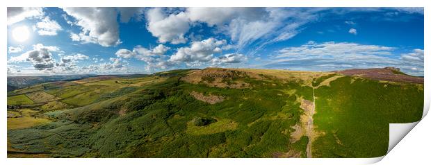 Panoramic view over the beautiful landscape of Peak District National Park Print by Erik Lattwein