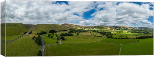 Panoramic view over the beautiful landscape of Peak District National Park Canvas Print by Erik Lattwein