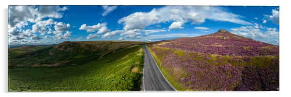 Peak District National Park - panoramic view over the heather fields Acrylic by Erik Lattwein