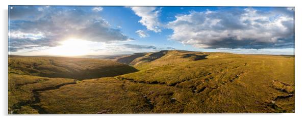 Wonderful panoramic view over the landscape of Peak District at Snake Pass Acrylic by Erik Lattwein