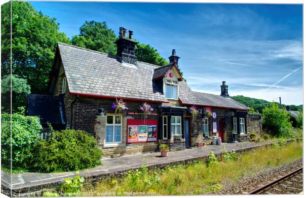 Brockholes Train Station Huddersfield  Canvas Print by Alison Chambers