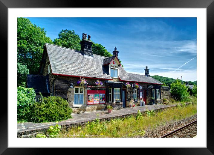 Brockholes Train Station Huddersfield  Framed Mounted Print by Alison Chambers