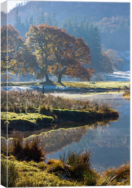 River Brathay on cold Autumn morning, Cumbria Canvas Print by Photimageon UK