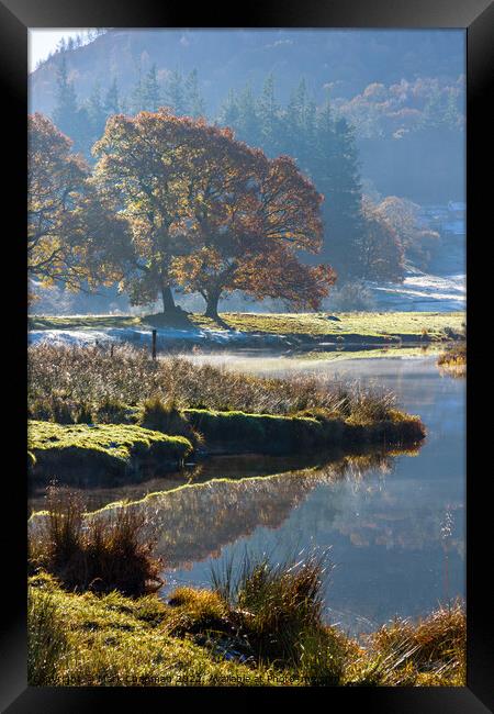 River Brathay on cold Autumn morning, Cumbria Framed Print by Photimageon UK