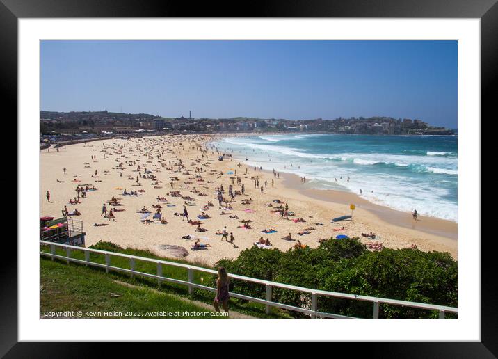 Bondi beach on a sunny summers day Framed Mounted Print by Kevin Hellon