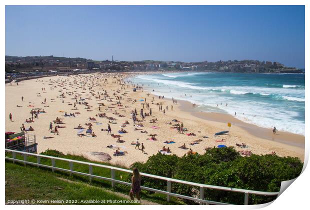 Bondi beach on a sunny summers day Print by Kevin Hellon