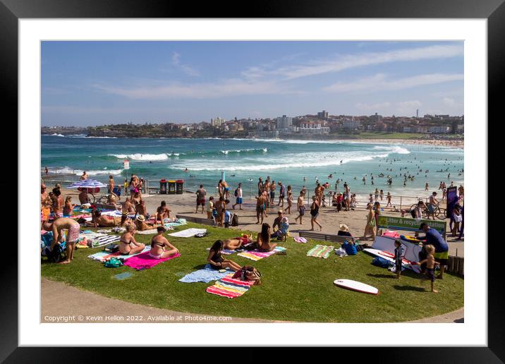 Bondi beach on a sunny summers day, Framed Mounted Print by Kevin Hellon
