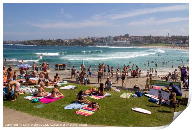 Bondi beach on a sunny summers day, Print by Kevin Hellon
