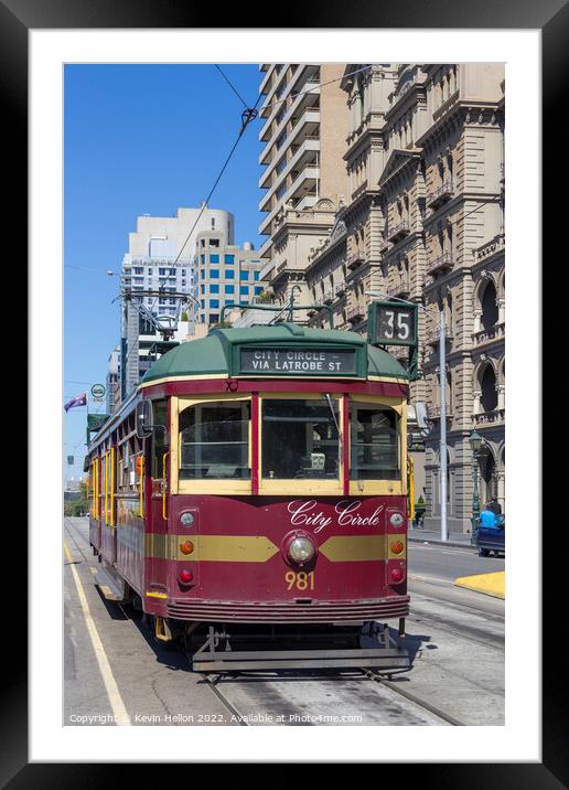 City Circle Tram on Spring Street, Melbourne, Victoria, Australi Framed Mounted Print by Kevin Hellon
