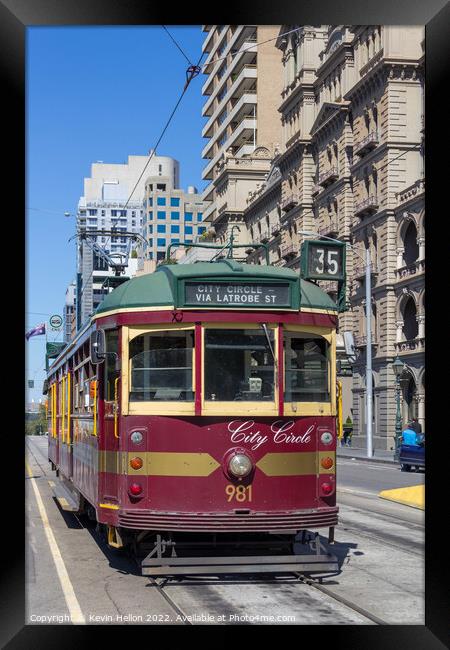 City Circle Tram on Spring Street, Melbourne, Victoria, Australi Framed Print by Kevin Hellon