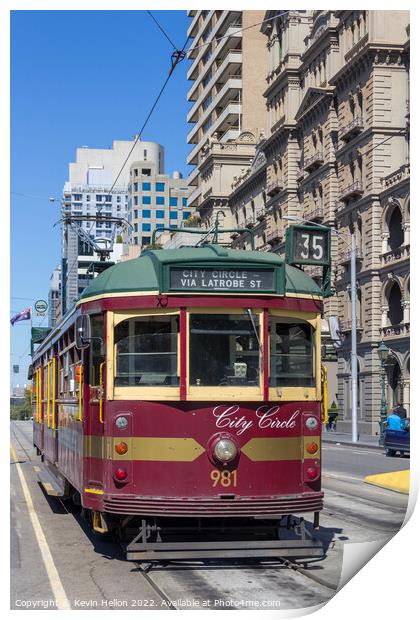 City Circle Tram on Spring Street, Melbourne, Victoria, Australi Print by Kevin Hellon