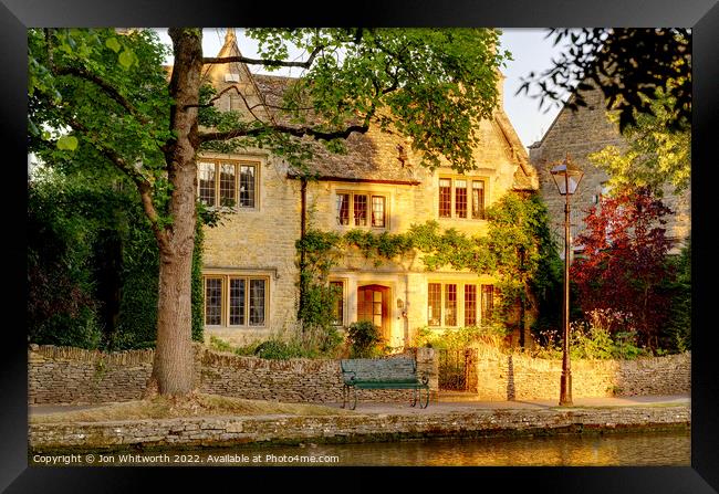 Picturesque house at Bourton Framed Print by Jon Whitworth