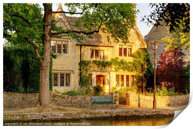 Picturesque house at Bourton Print by Jon Whitworth