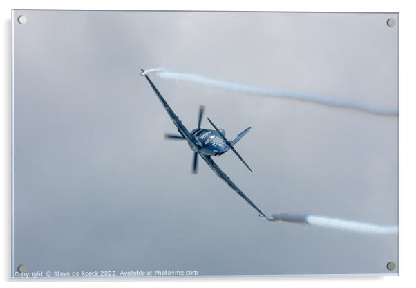 Hawker Sea Fury In Tight Turn, Trailing Smoke Acrylic by Steve de Roeck