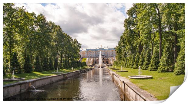 Marine Canal & Peterhof Palace Print by Sally Wallis