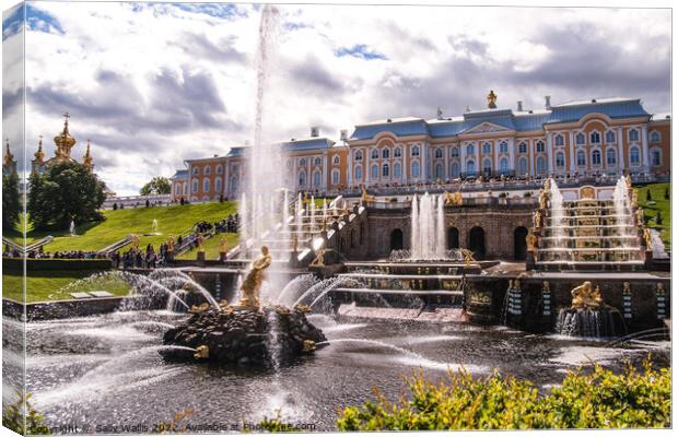 Peterhof Palace & Samson fountain Canvas Print by Sally Wallis