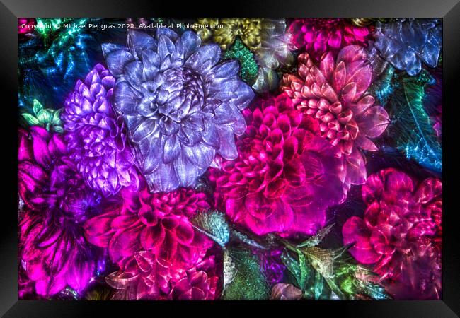 3D-Illustration of spring flowers with a high energy kirlian fie Framed Print by Michael Piepgras