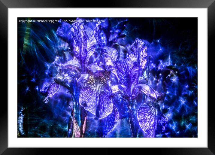 3D-Illustration of spring flowers with a high energy kirlian fie Framed Mounted Print by Michael Piepgras