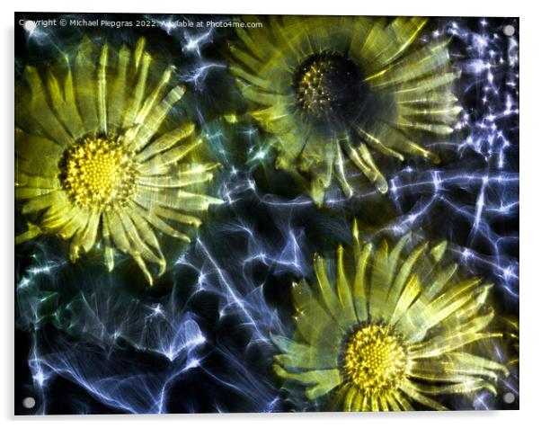 3D-Illustration of spring flowers with a high energy kirlian fie Acrylic by Michael Piepgras