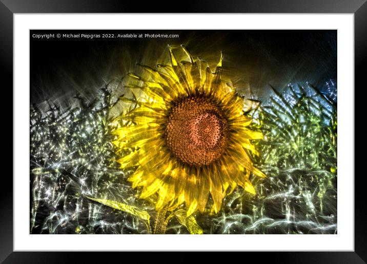 3D-Illustration of spring flowers with a high energy kirlian fie Framed Mounted Print by Michael Piepgras