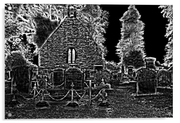 Alloway Auld Kirk,  eerie church graveyard (abstra Acrylic by Allan Durward Photography