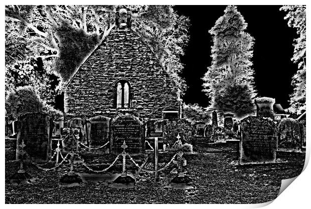 Alloway Auld Kirk,  eerie church graveyard (abstra Print by Allan Durward Photography