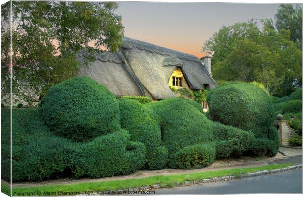 Cotswold Thatched Cottage  Canvas Print by Alison Chambers