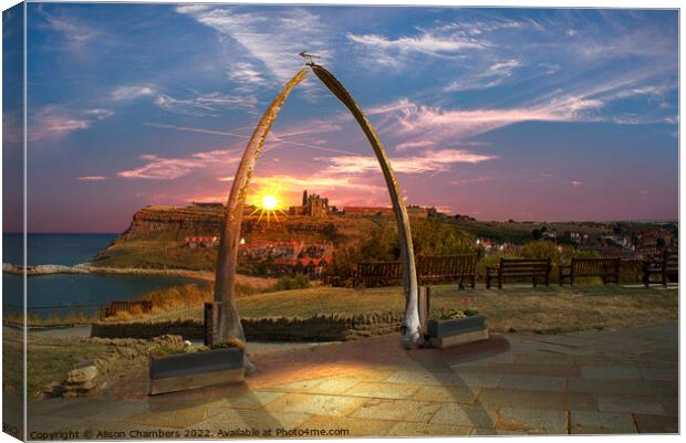 Whitby Whalebone Arch  Canvas Print by Alison Chambers