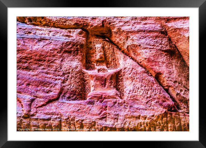 Entrance Symbol Outer Siq Petra Jordan  Framed Mounted Print by William Perry