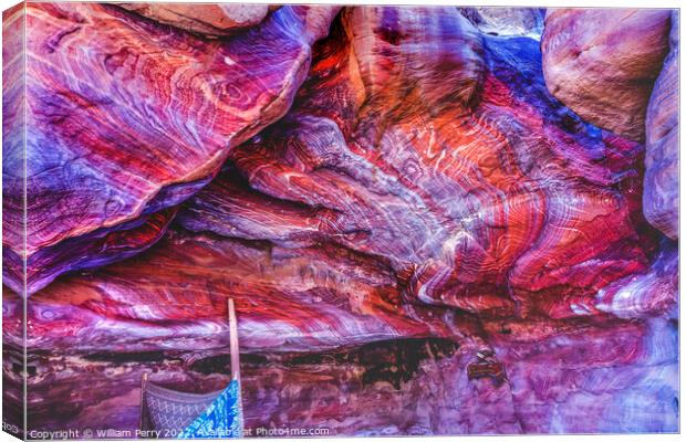 Red Rock Abstract Cave Near Royal Tombs Petra Jordan Canvas Print by William Perry