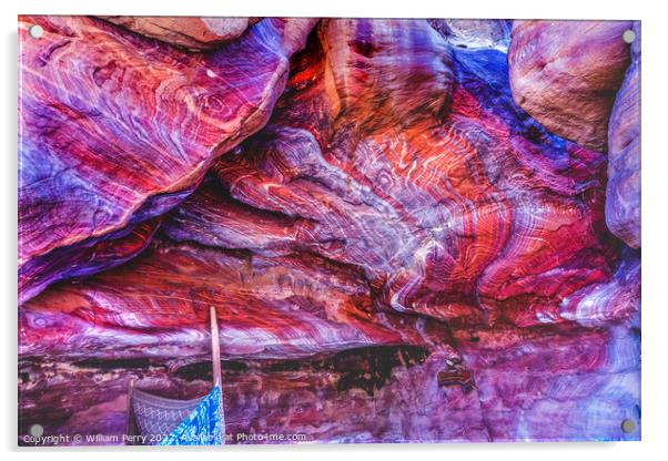 Red Rock Abstract Cave Near Royal Tombs Petra Jordan Acrylic by William Perry