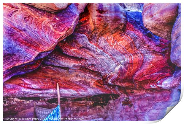 Red Rock Abstract Cave Near Royal Tombs Petra Jordan Print by William Perry