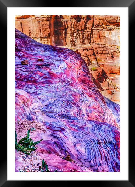 Rose Red Rock Royal Tomb Petra Jordan  Framed Mounted Print by William Perry