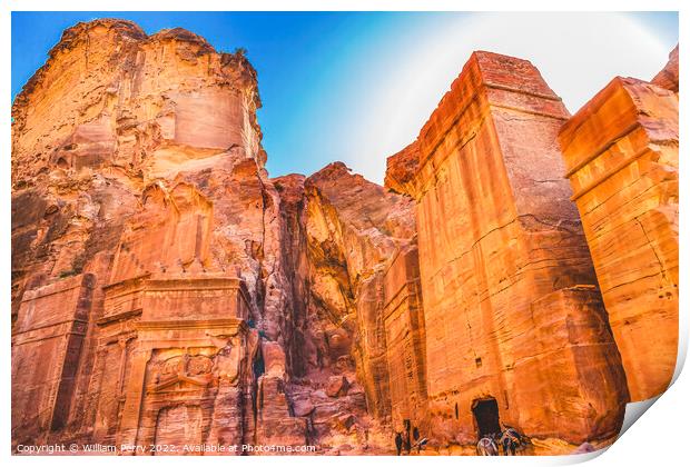 Yellow Rock Tombs Morning Street of Facades Petra Jordan  Print by William Perry