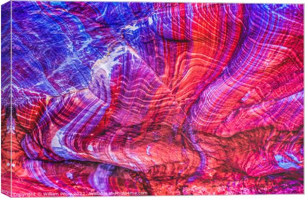 Red Blue Rock Magnesium Abstract Near Royal Tombs Petra Jordan Canvas Print by William Perry