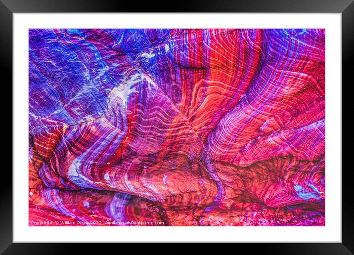 Red Blue Rock Magnesium Abstract Near Royal Tombs Petra Jordan Framed Mounted Print by William Perry