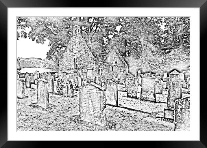Alloway Auld Kirk pencil drawing Framed Mounted Print by Allan Durward Photography