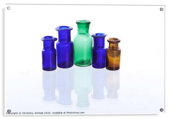 Tiny Coloured Bottles Acrylic by Christine Kerioak