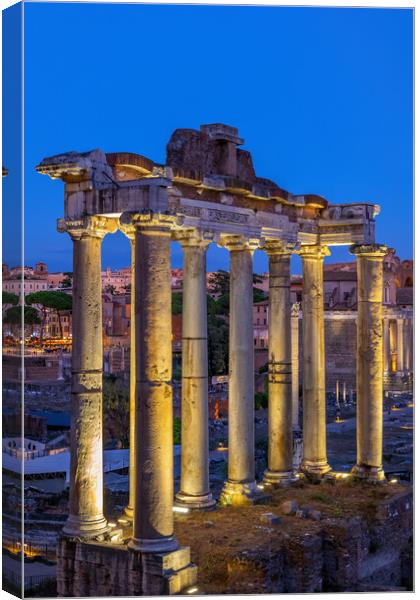 Temple of Saturn in Rome at Dusk Canvas Print by Artur Bogacki