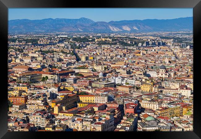 Naples City Aerial Cityscape In Italy Framed Print by Artur Bogacki