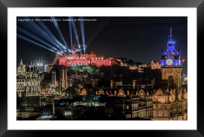 Illuminating Edinburgh's Historic Castle Framed Mounted Print by John Hastings
