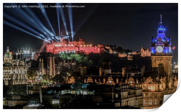 Illuminating Edinburgh's Historic Castle Print by John Hastings