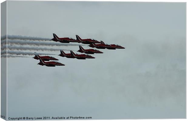 The Red Arrows Display Team Canvas Print by Barry Lowe