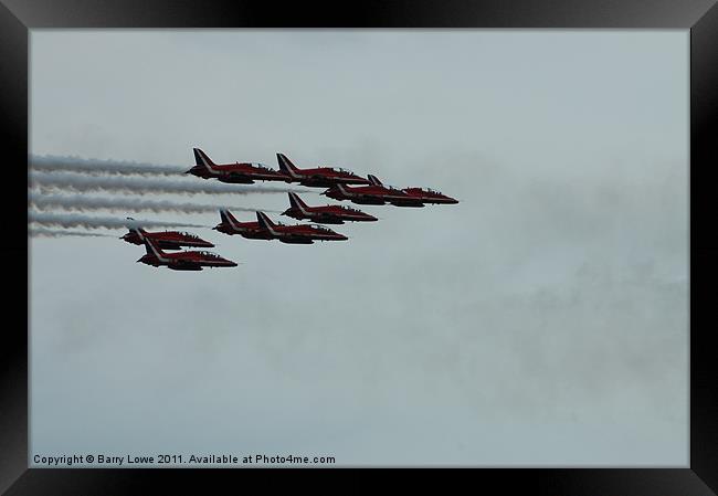 The Red Arrows Display Team Framed Print by Barry Lowe