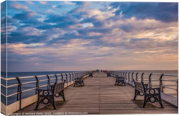 Clouds gather over Saltburn Pier Canvas Print by Richard Perks