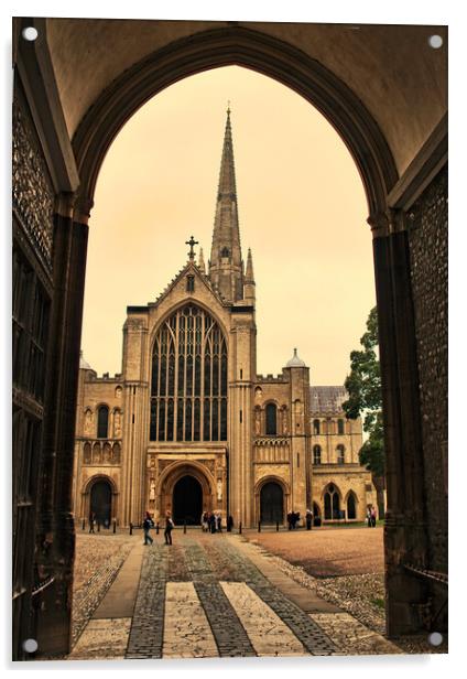 Norwich Cathedral through the Archway Acrylic by Joyce Storey