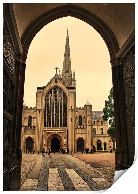 Norwich Cathedral through the Archway Print by Joyce Storey