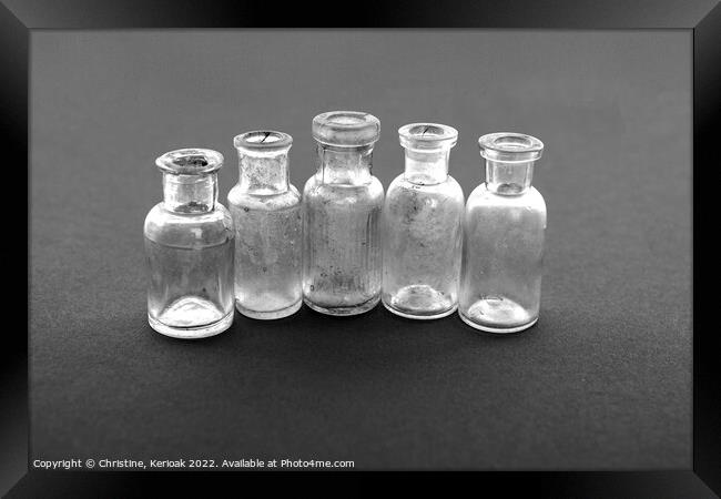 Tiny Glass Bottles Framed Print by Christine Kerioak