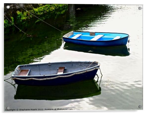 Two Small boats Acrylic by Stephanie Moore